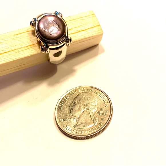 Tahitian Black Pearl Ring Set In Sterling Silver Stamped .925 Size 6 - Picture 12 of 12